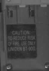 CAUTION. TO REDUCE RISK OF FIRE, USE ONLY UNIDEN BT-900