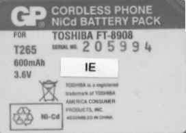 GP cordless phone battery pack for Toshiba FT-8908